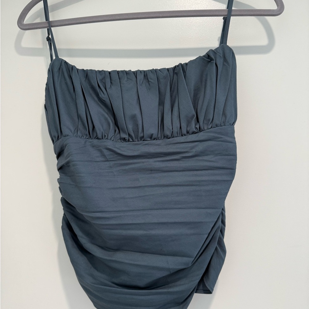 Reformation Dark Gray Ruched Tank Top